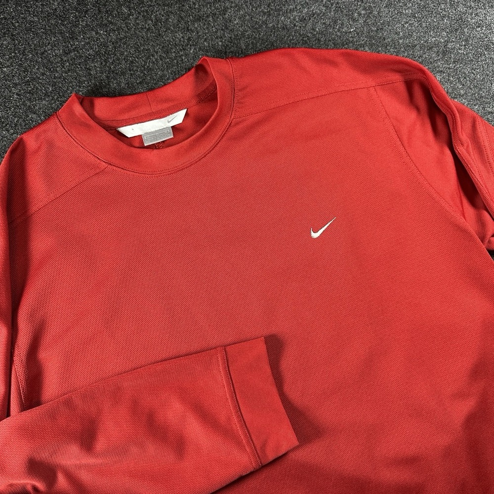 Vintage Nike Shirt Mens XL Red Embroidered Swoosh Long Sleeve Y2K 90s
